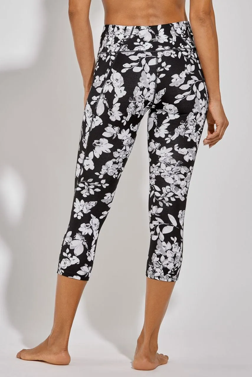 Women's High-Rise Asana Yoga Capris  |  Black Dynamic Floral