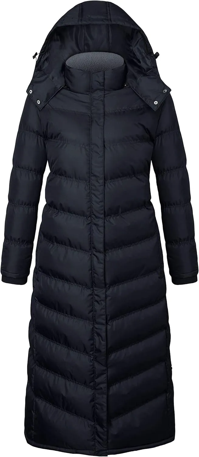 Women's Water Resistance Puffer Winter Full Length Coat with Hood
